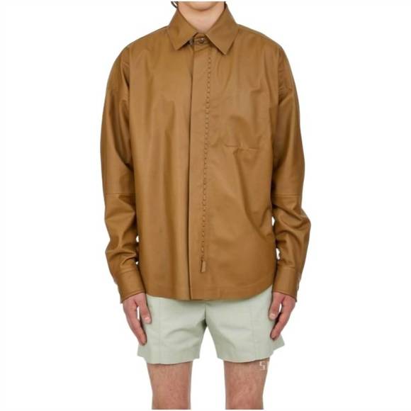 SALVATORE FERRAGAMO Other - NEW SALVATORE FERRAGAMO napa leather shirt jacket in beige/khaki